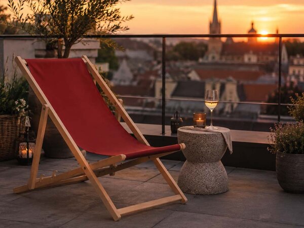 ATMOWOOD Drevené záhradné ležadlo vínovo červené