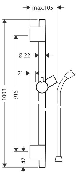 Hansgrohe Unica - S Puro sprchová tyč 900 mm so sprchovou hadicou Isiflex 1600 mm, matná čierna 28631670
