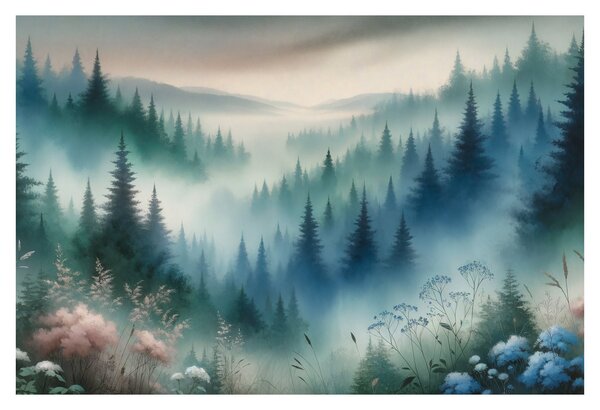 Obraz - Lesná krajina s hmlou (90x60 cm)