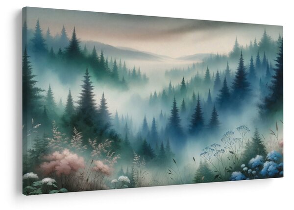 Obraz - Lesná krajina s hmlou (90x60 cm)