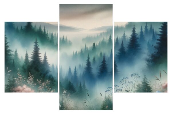 Obraz - Lesná krajina s hmlou (90x60 cm)