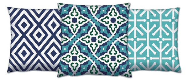 ASIR Sada vankúšov MODRÝ VZOR bavlna/polyester 43x43 cm