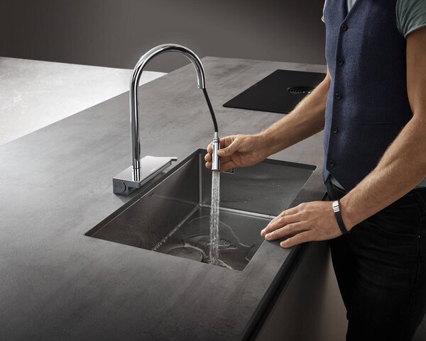 Hansgrohe Aquno Select M81 - Páková kuchynská batéria 170, vyťahovateľná sprška, 3jet, sBox, chróm 73831000