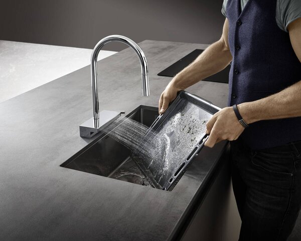 Hansgrohe Aquno Select M81 - Páková kuchynská batéria 170, vyťahovateľná sprška, 3jet, sBox, chróm 73831000