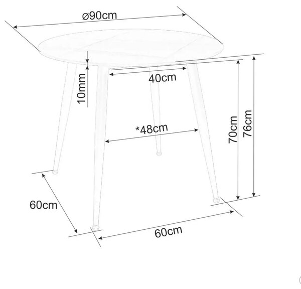Okrúhly jedálenský stôl NELVO 90 cm, travertín/kašmír