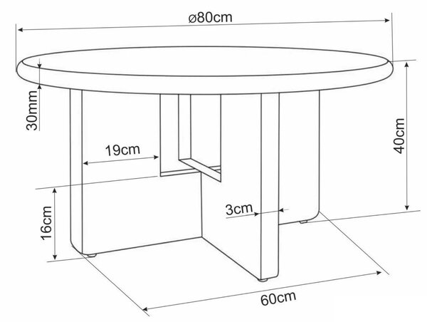 Okrúhly konferenčný stolík AZONE, ecru/dub