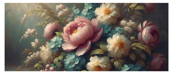 Obraz - Zátišie s kvetmi - maľba (120x50 cm)