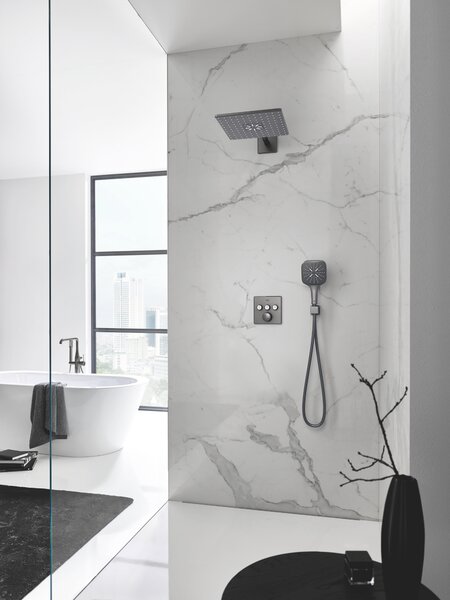 GROHE Rainshower SmartActive 130 Cube - Ručná sprcha s 3 prúdmi, kartáčovaný Hard Graphite 26582AL0