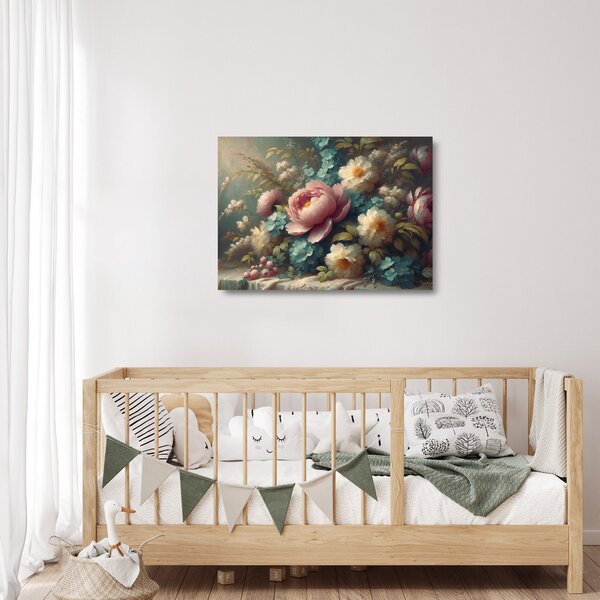 Sklenený obraz - Zátišie s kvetmi - maľba (70x50 cm)
