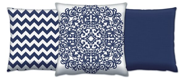 ASIR Súprava dekoračných vankúšov MOTIVY MODRÁ 43 cm bavlna/polyester