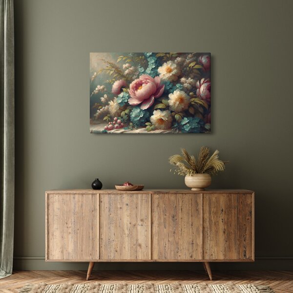 Obraz - Zátišie s kvetmi - maľba (90x60 cm)