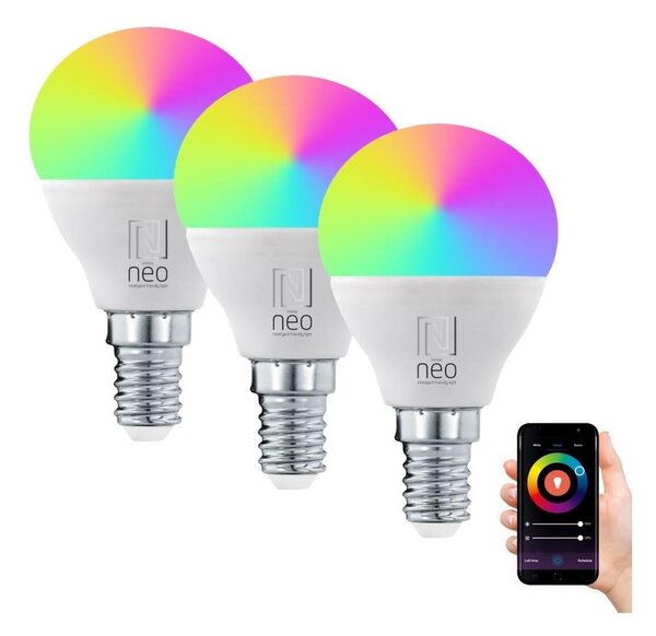 Immax NEO LITE SMART sada 3x žárovka LED E14 6W RGB+CCT barevná a bílá, stmívatelná, Wi-Fi, P45, TUYA + záruka 3 roky zadarmo