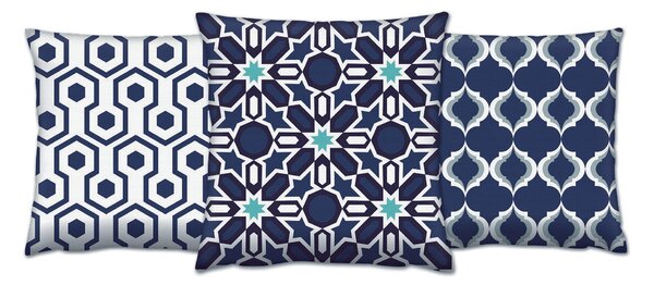 ASIR Dekoračné vankúše MODRÁ GEOMETRIA 43 cm bavlna/polyester