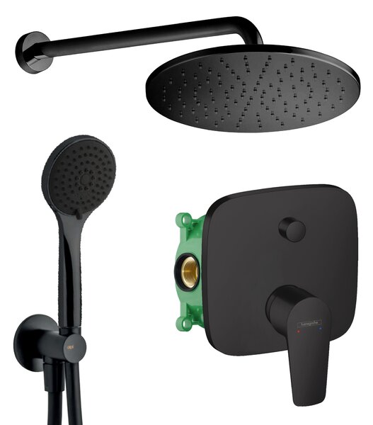 HG SET 13 Black - Sprchový systém pod omietku, Talis E, páková batéria - kompletná sada, čierna matná