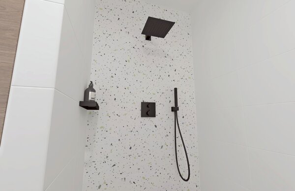 HG SET Ecostat Black - Sprchový systém pod omietku, Ecostat Square, termostatická batéria - kompletná sada, čierna matná