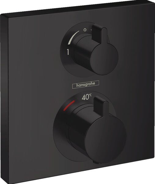 HG SET Ecostat Black - Sprchový systém pod omietku, Ecostat Square, termostatická batéria - kompletná sada, čierna matná
