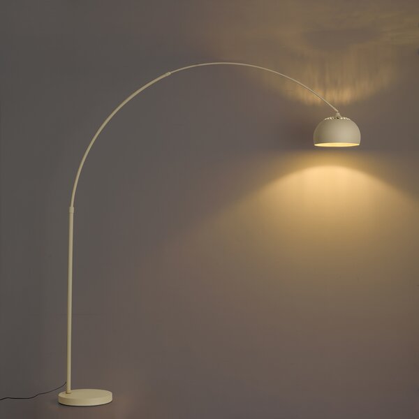 Moderná oblúková lampa béžová s mramorovým podstavcom - XXL