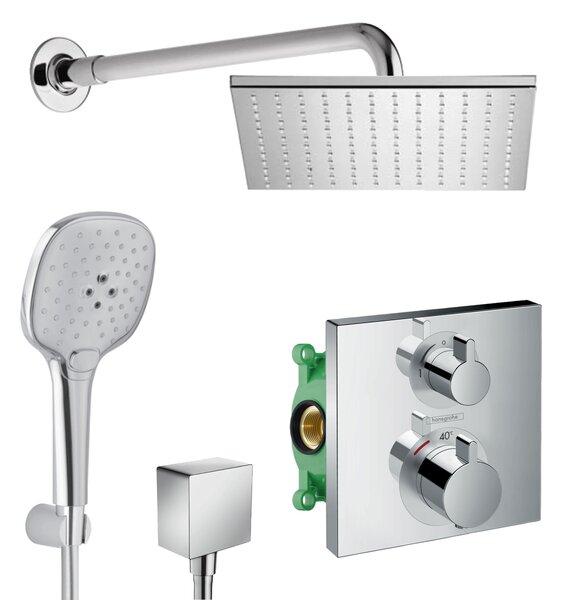 HG SET Ecostat - Sprchový systém pod omietku, Ecostat Square, termostatická batéria - kompletná sada, chróm