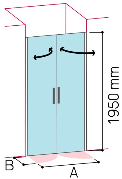 Glass 1989 Soho - Sprchový kút otváravé dvere alebo kompatibilný s bočnou stenou, veľkosť vaničky 80 cm, profily chrómové, číre sklo, GQG0003T500