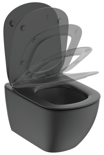 Ideal Standard Tesi - SET Závesné WC s AQUABLADE® + sedátko ultra ploché Soft-Close, hodvábná čierna T3546V3