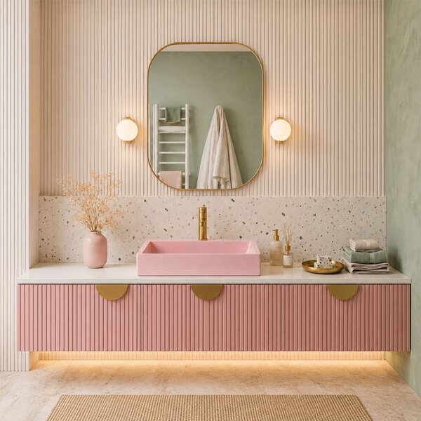 Umývadlo REA GOYA PINK na dosku 50 CM - konglomerát