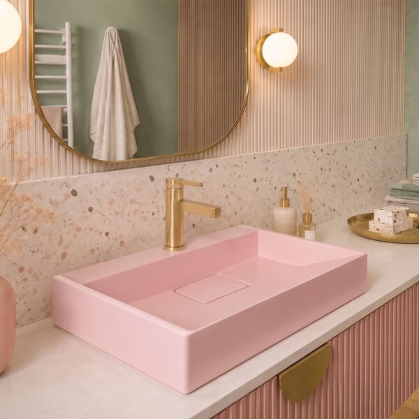 Umývadlo REA GOYA PINK na dosku 50 CM - konglomerát