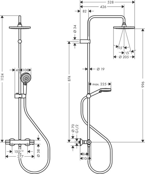 Hansgrohe Vernis Blend - Sprchový systém s termostatom 1jet, chróm 26276000