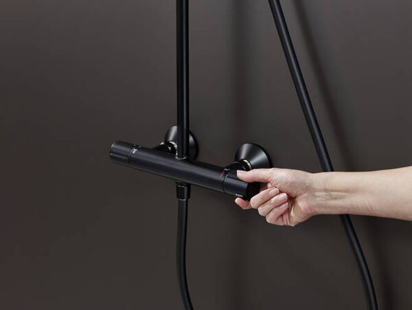Hansgrohe Vernis Blend - Sprchový systém, termostatický, hlavová sprcha + ručná sprcha, čierna matná 26276670
