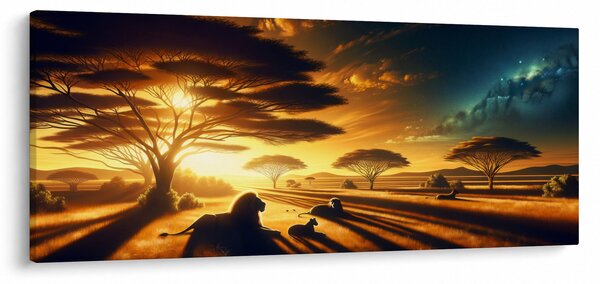 Obraz - Oddychujúce levy (120x50 cm)