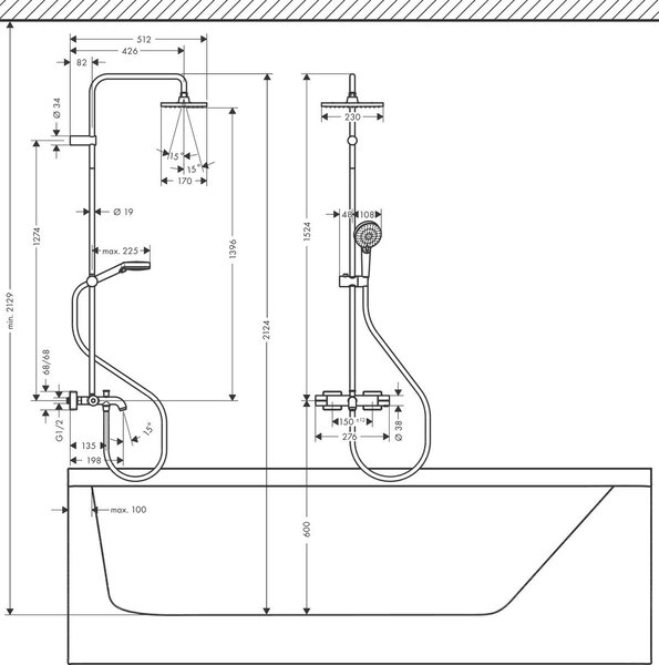 Hansgrohe Vernis Shape - Sprchový systém 230 1jet s vaňovým termostatom, chróm 26284000