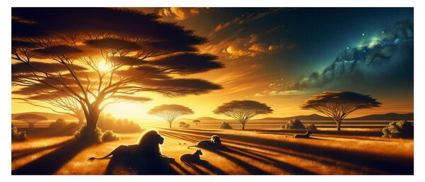 Obraz - Oddychujúce levy (120x50 cm)