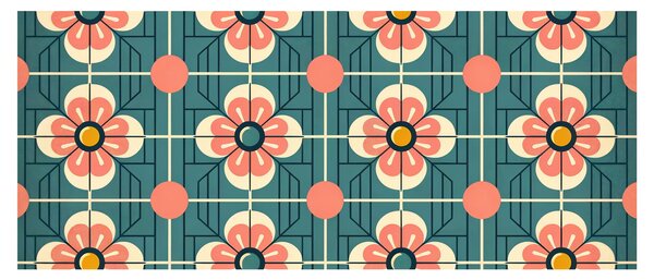 Obraz - Retro vzor s kvetmi (120x50 cm)