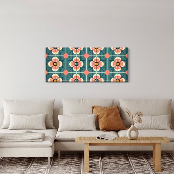 Obraz - Retro vzor s kvetmi (120x50 cm)