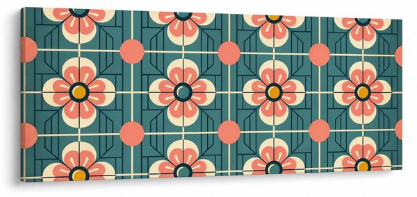 Obraz - Retro vzor s kvetmi (120x50 cm)