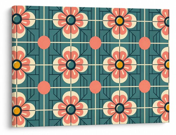 Obraz - Retro vzor s kvetmi (70x50 cm)