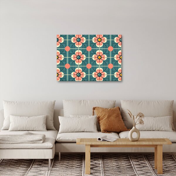 Obraz - Retro vzor s kvetmi (70x50 cm)