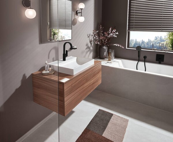Hansgrohe Vivenis - Páková umývadlová batéria 210 s otočným výtokom bez odtokovej súpravy, čierna matná 75032670