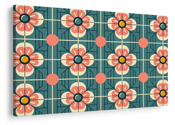 Obraz - Retro vzor s kvetmi (90x60 cm)