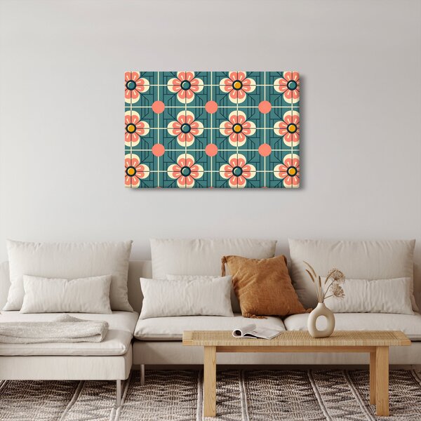 Obraz - Retro vzor s kvetmi (90x60 cm)