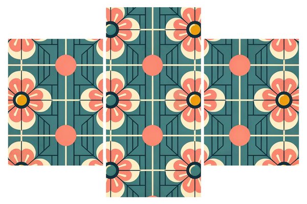 Obraz - Retro vzor s kvetmi (90x60 cm)