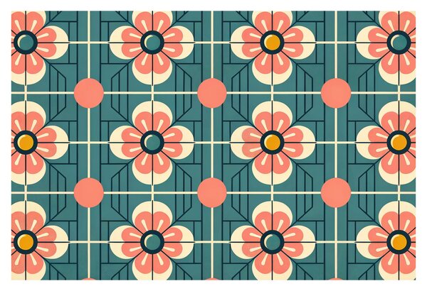 Obraz - Retro vzor s kvetmi (90x60 cm)