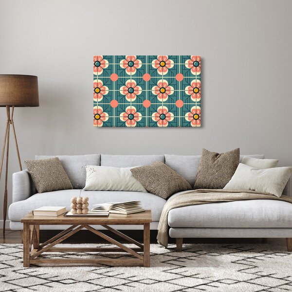 Obraz - Retro vzor s kvetmi (90x60 cm)