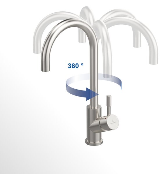 Villeroy & Boch Umbrella Flex - Drezová batéria stojanková s výsuvnou sprchou, lesklá nerez 925400LE