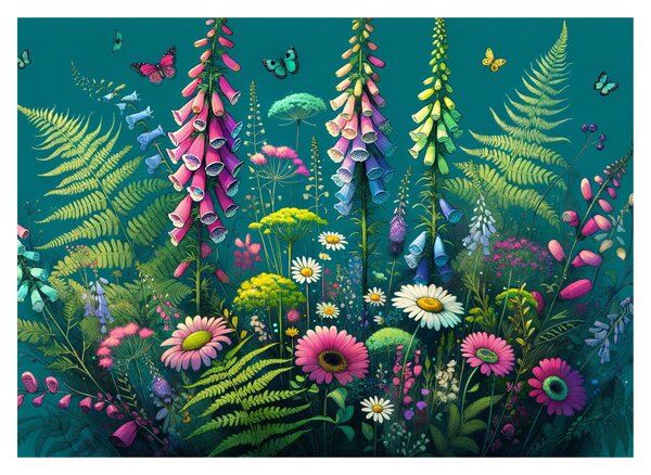 Sklenený obraz - Lúčne kvety (70x50 cm)