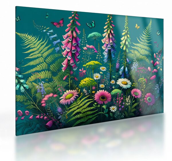 Sklenený obraz - Lúčne kvety (70x50 cm)