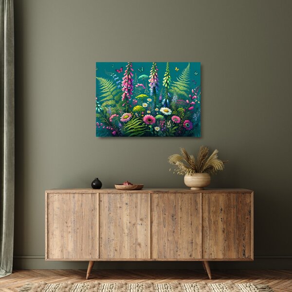Sklenený obraz - Lúčne kvety (70x50 cm)