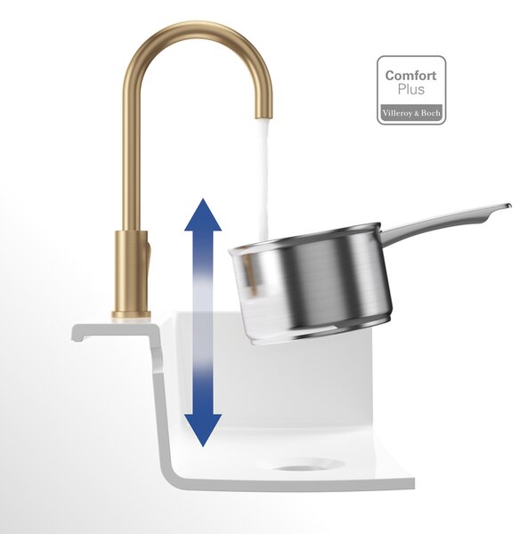 Villeroy & Boch Umbrella - Drezová batéria stojanková, otočné rameno, matná zlatá 92530003