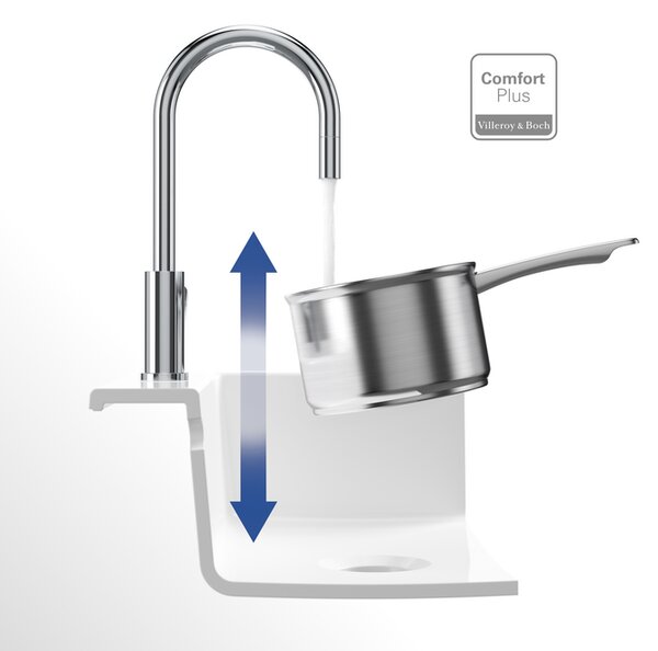 Villeroy & Boch Umbrella Flex - Drezová batéria stojanková s výsuvnou sprchou, lesklá nerez 925400LE