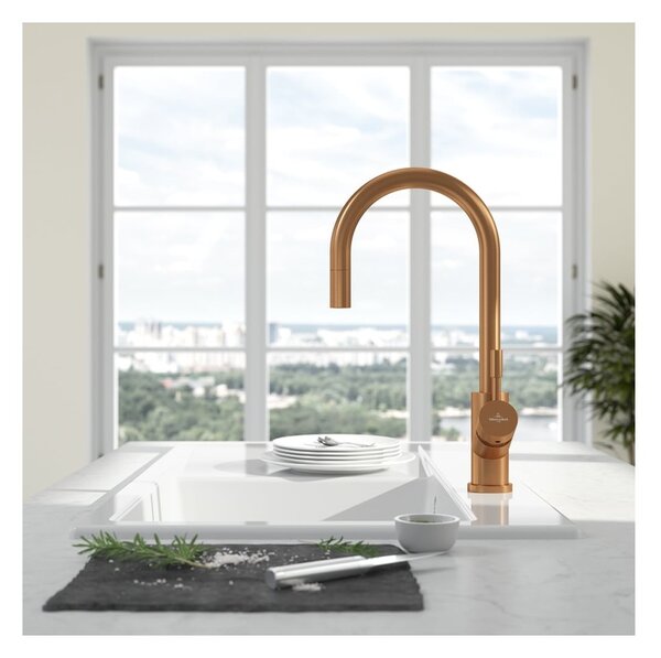 Villeroy & Boch Umbrella Flex - Drezová batéria stojanková s výsuvnou sprchou, bronz 92540004
