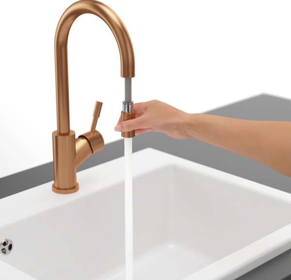 Villeroy & Boch Umbrella Flex - Drezová batéria stojanková s výsuvnou sprchou, bronz 92540004